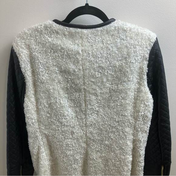 Vince Camuto Shearling Faux Leather Jacket in Cream and Black Medium - Picture 8 of 12